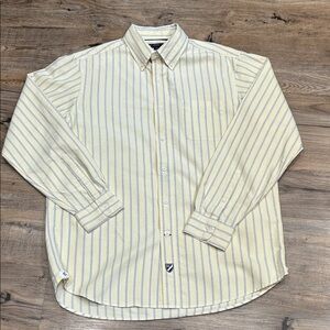 Cremieux Classic Men's Yellow and Blue Striped Shirt